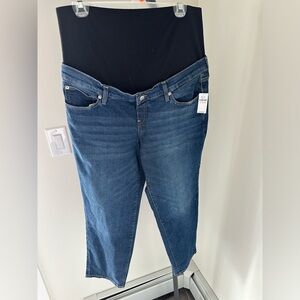 Maternity Blue Straight Leg Jeans with Classic Indigo Finish GAP